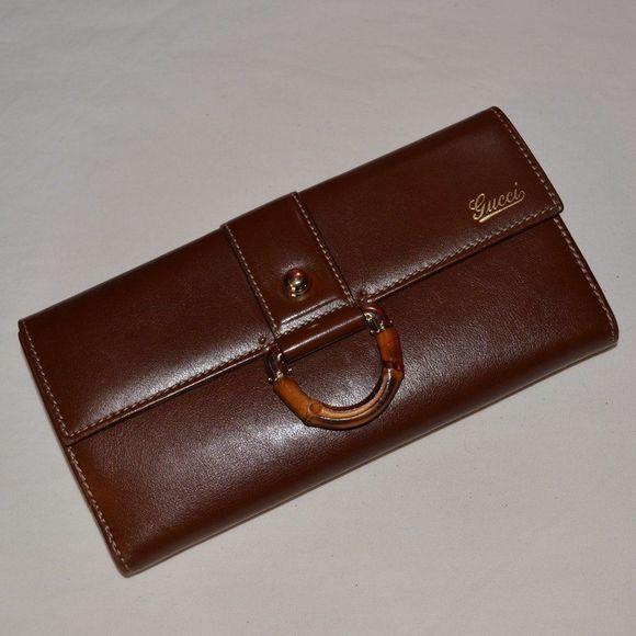 Gucci Brown Bamboo Ring Continental Wallet - Picture 1 of 15